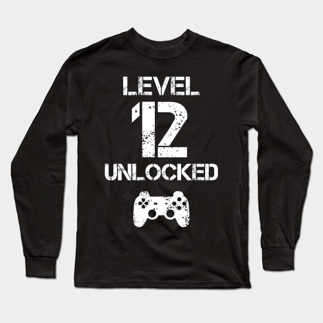 Level 12 Unlocked T-Shirt - 12th Birthday Gift Long Sleeve T-Shirt by Ilyashop